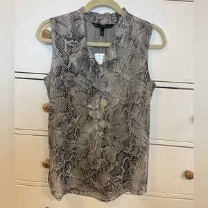 NWT White House Black Market Lunar Snake Ruffle Chiffon Sleeveless Blouse